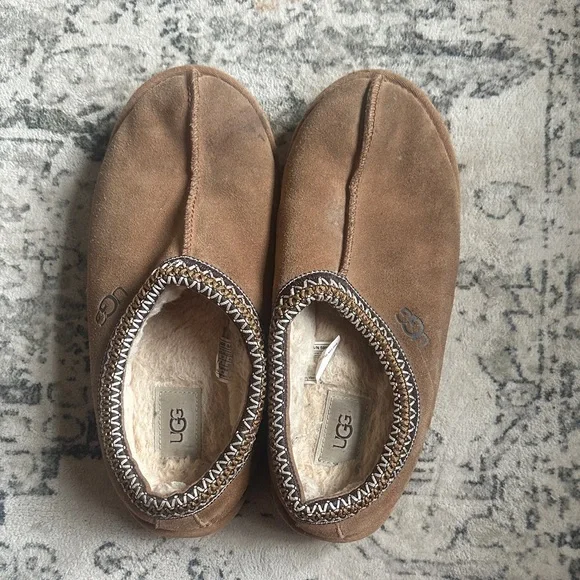 Men’s UGG Chestnut Brown Suede Lined Slip-On Slippers - Picture 1 of 5